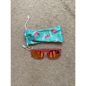 Goodr Pink Mirrored Sunglasses with Flamingo Pouch NEW